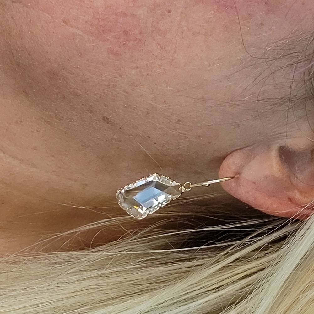 CONVERTIBLE CRYSTAL DROP HOOP EARRINGS - Picture 3 of 10